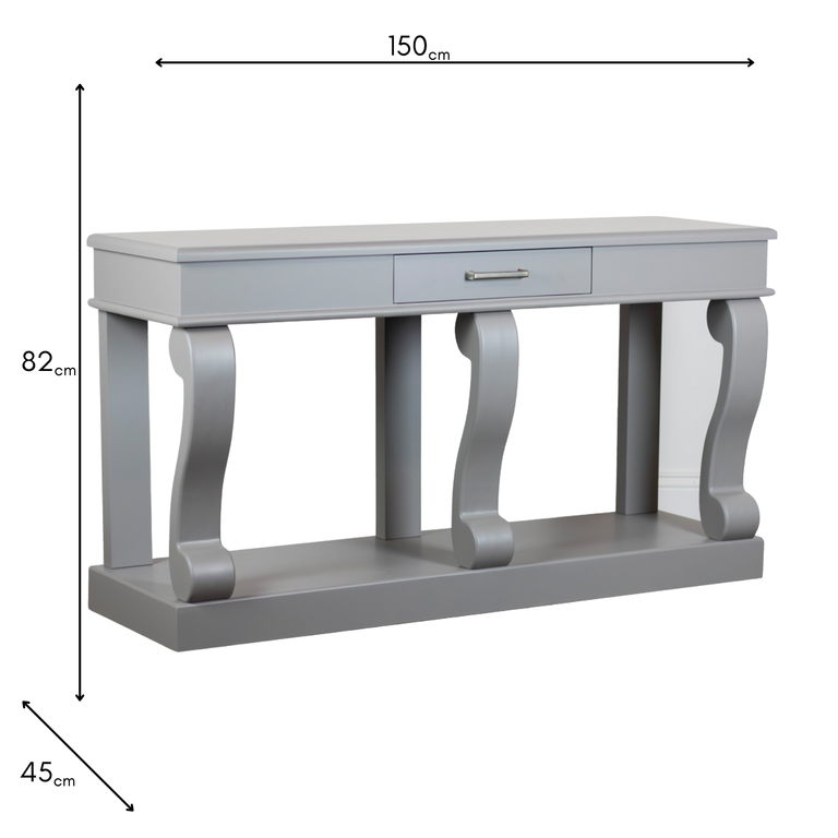 Scroll Mink Console Table with Drawer – Elegant Living Room Furniture