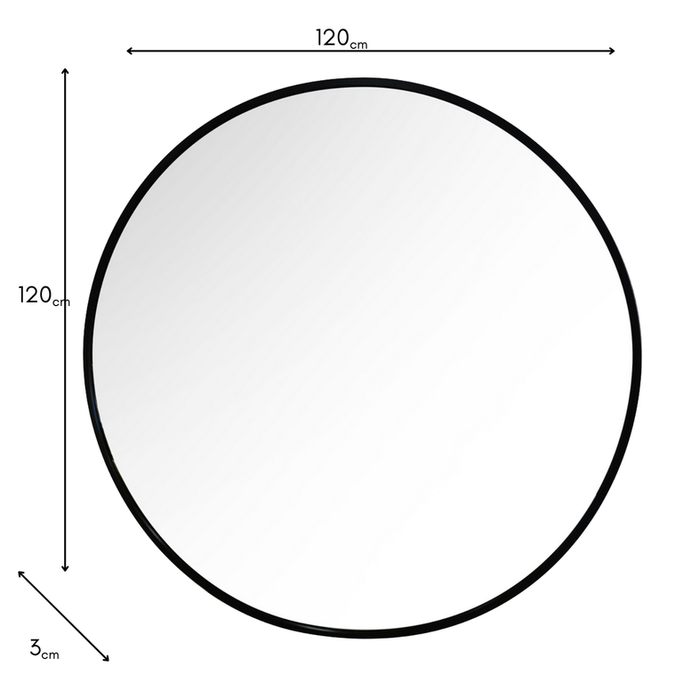 Modena Round Wall Mirror Black 120 cm – Modern Round Mirror