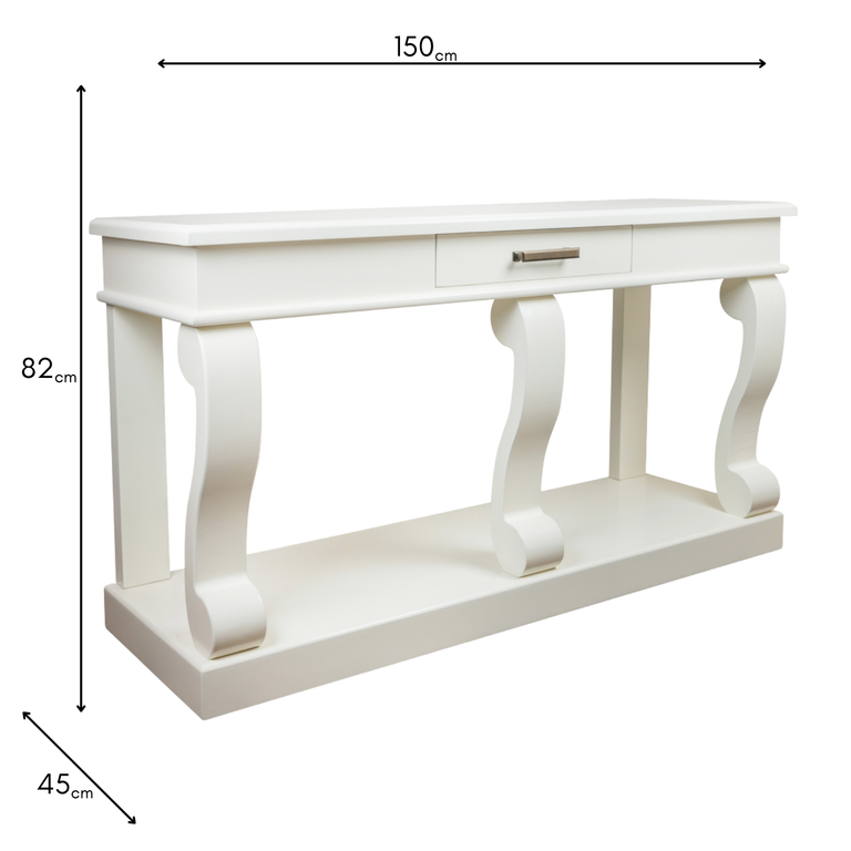 Scroll Ivory Sideboard Table With Drawer
