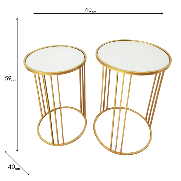 Freya Gold Nest of Tables – Set of 2 Modern Accent Tables