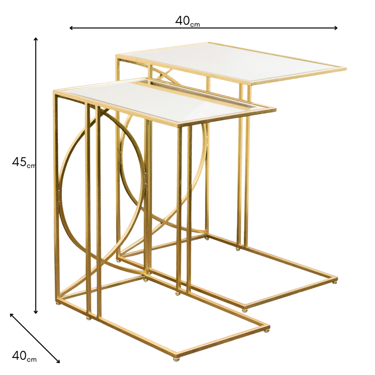 Franklin Gold Set of 2 Side Tables – Mirror Accent Sofa Tables