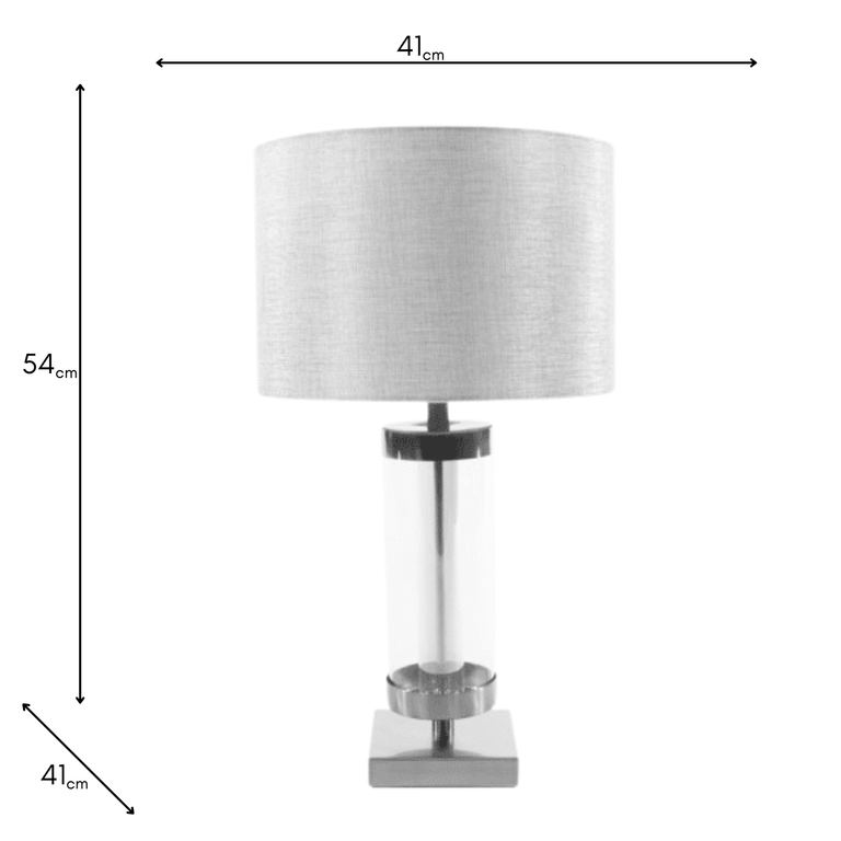 Jane Silver Grey Glass Cylinder Table Lamp – Modern Lamp for Table