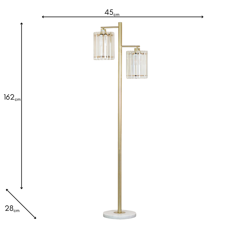 Callie Crystal Gold Floor Lamp – Elegant Luxury Home Lighting
