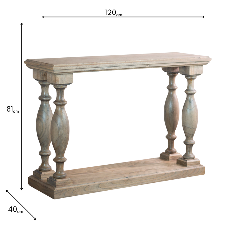Marwood Wooden Console Table with Lower Shelf – 120 cm
