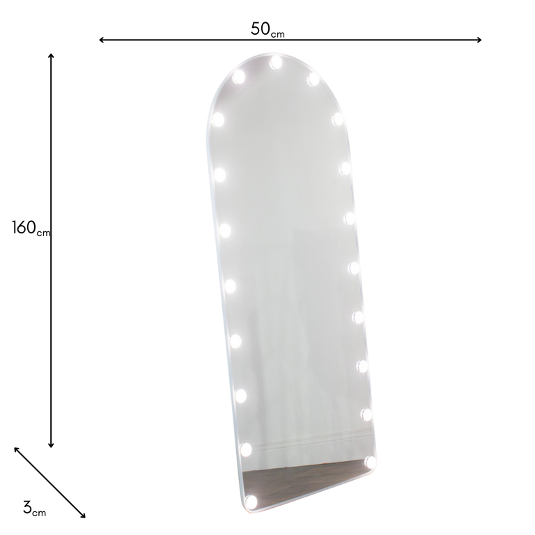 Led Bulb Modena Cheval Arch Mirror – White Framed LED Light Mirror 160 x 50cm
