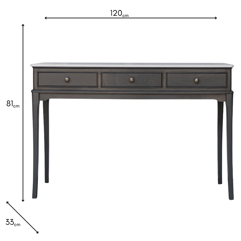 Monroe Wooden Console Table with Marble Top & 3 Drawers Russell