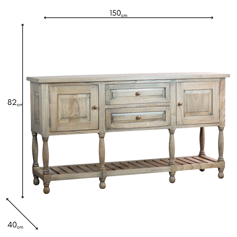 Marwood 150 cm Sideboard Console Table – Rustic Wooden Living Room Furniture