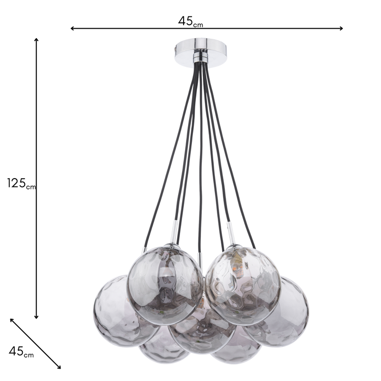 Elpis 7 Light Cluster Pendant Polished Chrome/Dimpled Glass - Pendant Light