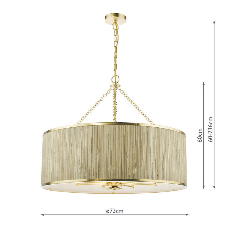 Fenella 8 Light Pendant Gold Leaf and Seagrass Shade