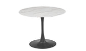 Circe Round Dining Table 100cm White Marbled Glass