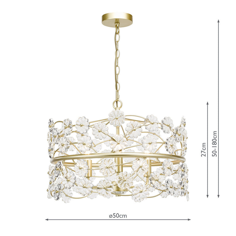 Fonda 3 Light Pendant Satin Gold and Glass