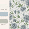 Elevate your space with the timeless elegance of Pickworth Posy, a floral wallpaper in pale seaspray blue.
