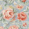 Elevate your space with the welcoming charm of Wild Roses, an Ochre Yellow wallpaper featuring sprays of roses, magnolias, and fuchsias.