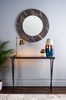 Visualize the elegance of the Juvan Dark Marble Mirror 80cm with its opulent dark marble frame. This mirror adds a touch of luxury to your living space.