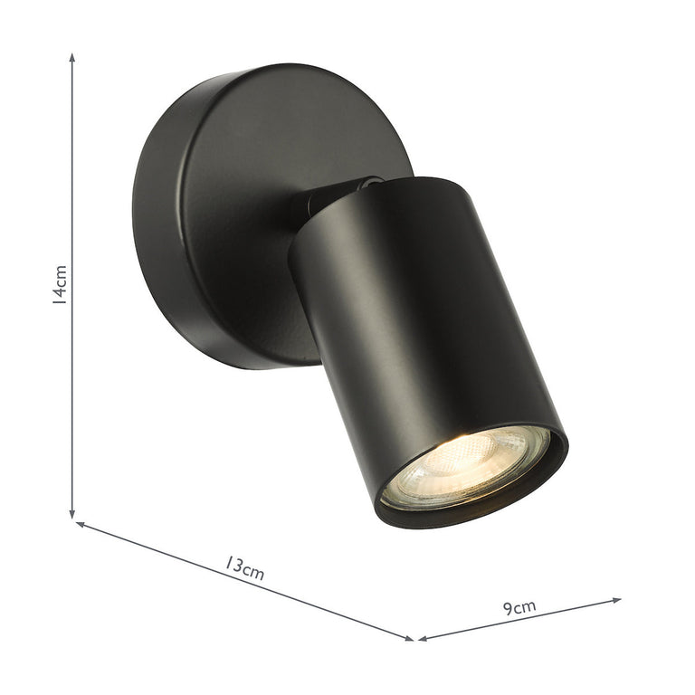 Cawley Single Wall Lamp Spotlight Matt Black – Adjustable Wall Lamp & Lights