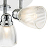 Cedric Bathroom 3 Light Spotlight Polished Chrome close view picture of the ribbed gass shade