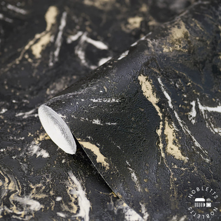 Sienna Marble Black & Gold Vasari Wallpaper – Luxury Abstract Wallpaper