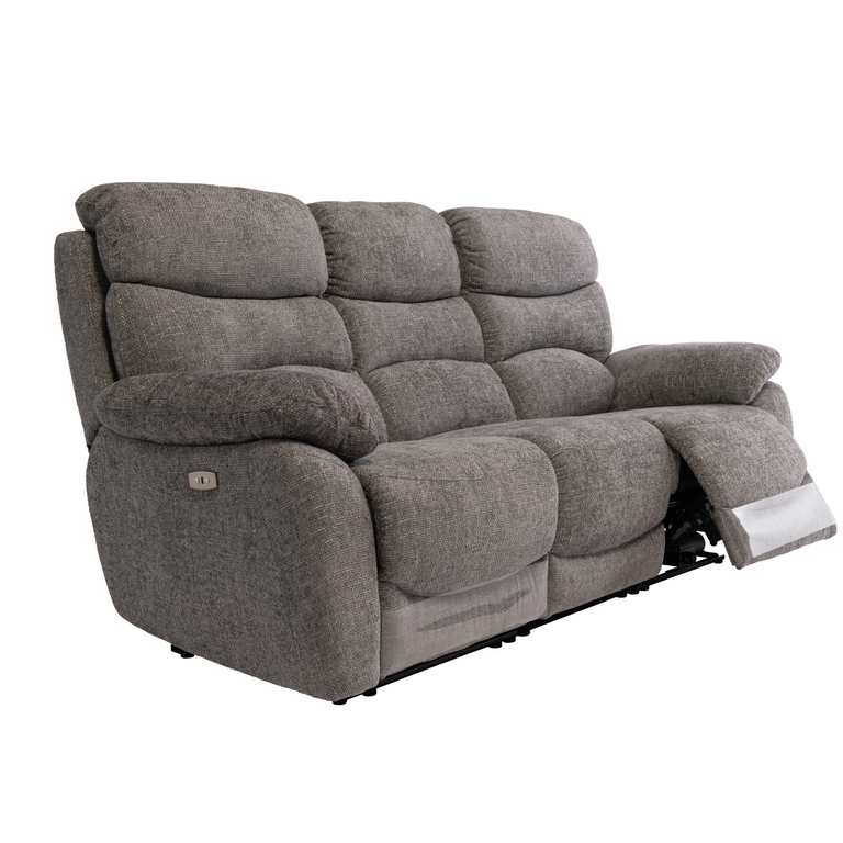 Yvette 3 Seater Fabric Sofa Electric Recliner Ash