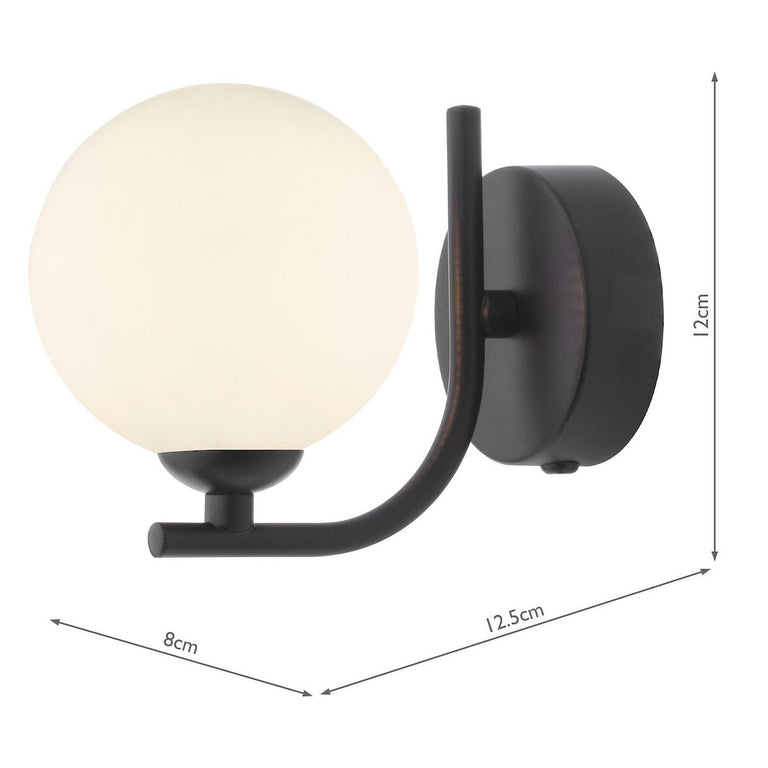 Cradle 1 Light Wall Light Black With Opal Glass - Lighting Collection