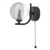 Cradle 1 Light Wall Light Black With Smoked/Clear Ribbed Glass picture on the white background