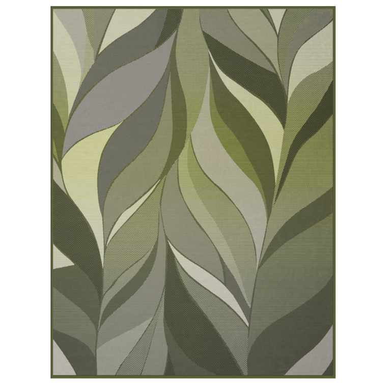 Cotton Rich Oversized Leaf Throw 140X180cm Green - Leaf Pattern Blanket