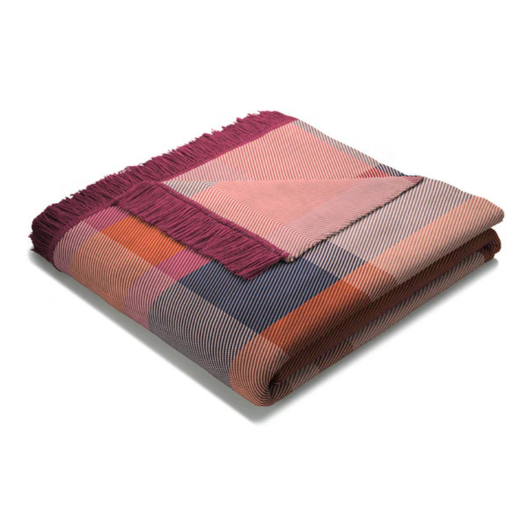 Cotton Rich Oversized Check Throw 140X180cm Plum - Stylish Home Decor Blanket