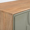 Pixel Two Door Cabinet in walnut and sage green finish