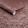 William Morris Strawberry Thief Fibrous Burgundy pattern with metallic accents
