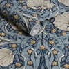 William Morris Pimpernel Blue pattern with floral details
