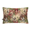 Decorative green cushion with textured jacquard fabric.