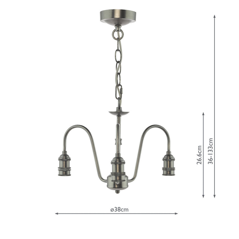 3 Light Suspension Antique Chrome - Pendant Lighting Collection