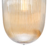 Abrielle Pendant Brushed Bronze close view picture of the amber ribbed glass shade design