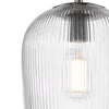 Abrielle Pendant Brushed Nickel close view picture of the ribbed glass shade