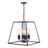Academy 4 Light Lantern Pendant Matt Black picture with switched on light