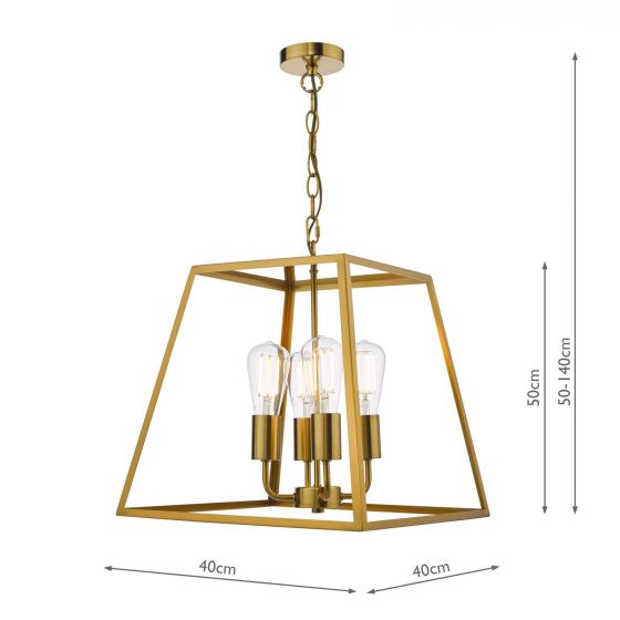 Academy 4 Light Lantern Pendant Natural Brass - Ceiling Pendant Lighting