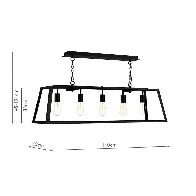 Academy 5 Light Bar Pendant Matt Black - Home Decor Lighting