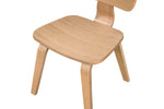 Modern oak dining chair with natural wood finish.
