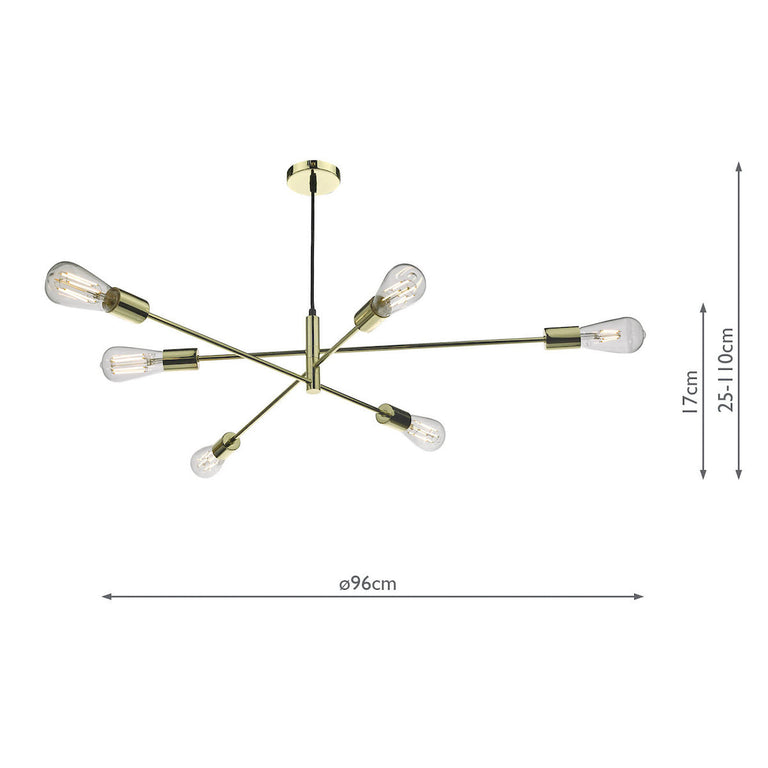 Alana 6 Light Pendant Polished Gold - Modern Ceiling Lighting
