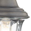 Aldgate Outdoor Wall Light Black/Gold Glass IP44 close view picture of the back/gold frame and glass shade