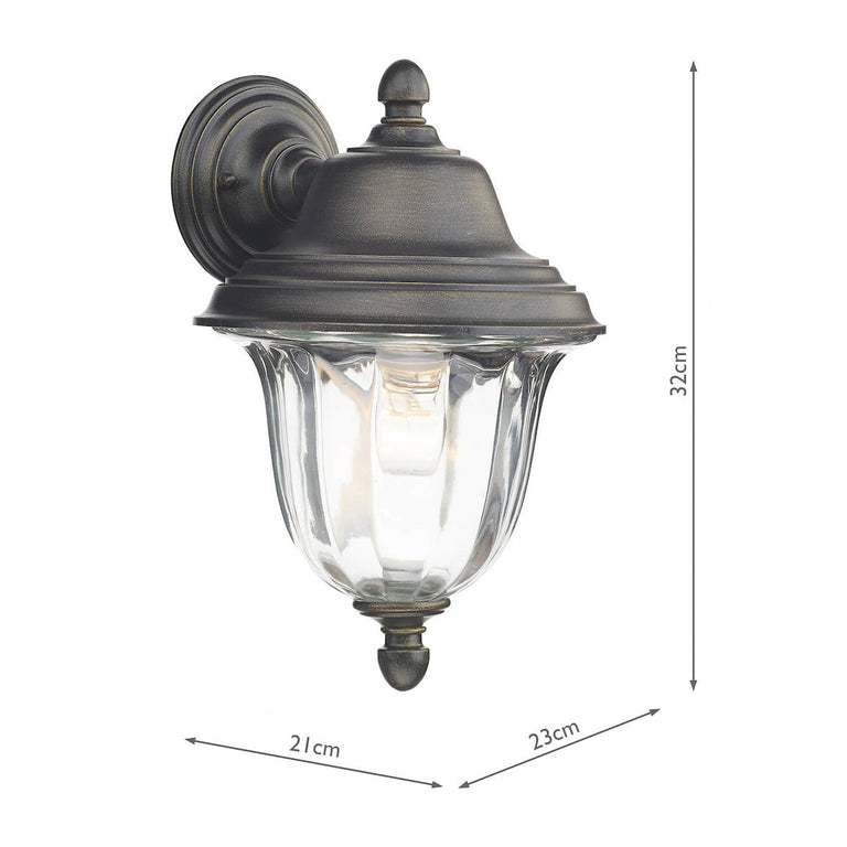 Aldgate Outdoor Wall Light Black/Gold Glass IP44 - Premium Wall Lamp