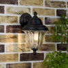 Aldgate Outdoor Wall Light Black/Gold Glass IP44 life style picture