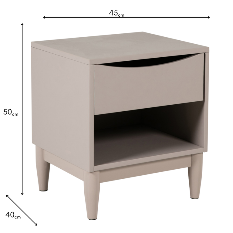 Alesta Bedside Table Grey - Modern Bedroom Collection