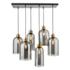 Alma 6 Light Bar Pendant Matt Black picture with switched on light