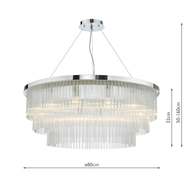 Alpheios 12 Light Chandelier Polished Chrome Glass - Luxury Lighting