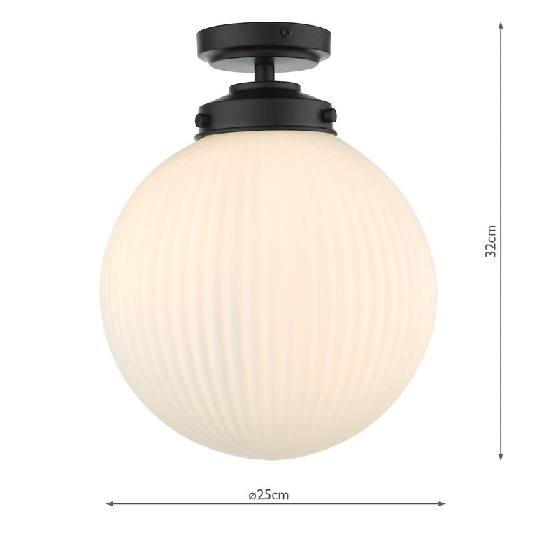Alrik Bathroom Flush Matt Black Opal Glass IP44 - Bathroom Ceiling Lamp
