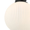 Alrik Bathroom Flush Matt Black Opal Glass IP44 close view picture of the opal glass ribbed shade
