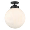 Alrik Bathroom Flush Matt Black Opal Glass IP44 picture on the white background