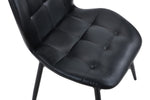 Alva Dining Chair Black PU close view picture of the checkered stitching
