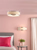 Alvaro 6 Light Flush Crome/Ivory Shade picture with switched on light