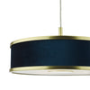 Alvaro 3 Light Pendant Brushed Brass/Blue Shade close view picture of the drum shade